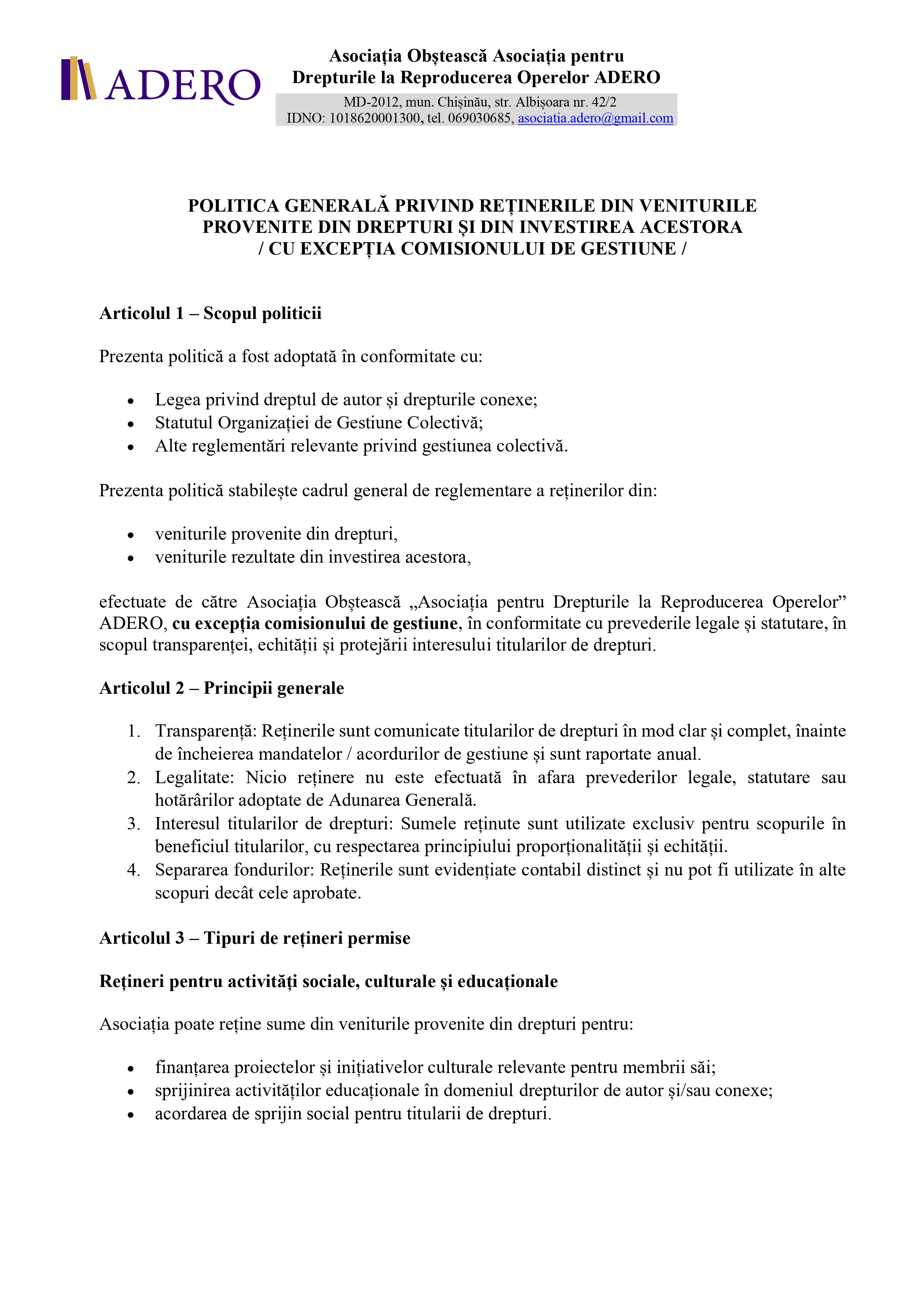 Politici generale ale OGC - Documente de transparență